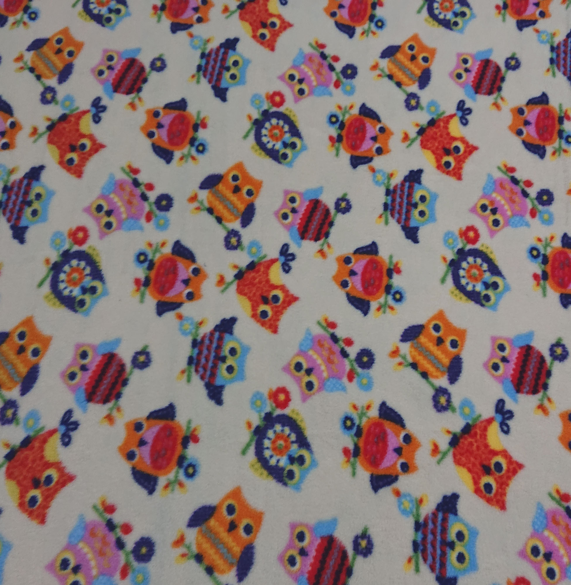 Fabrics Fleece Patterned Fleece Patterned Owls. 150 cm wide